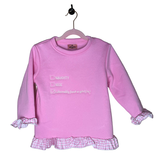 Pink ruffle sweatshirt