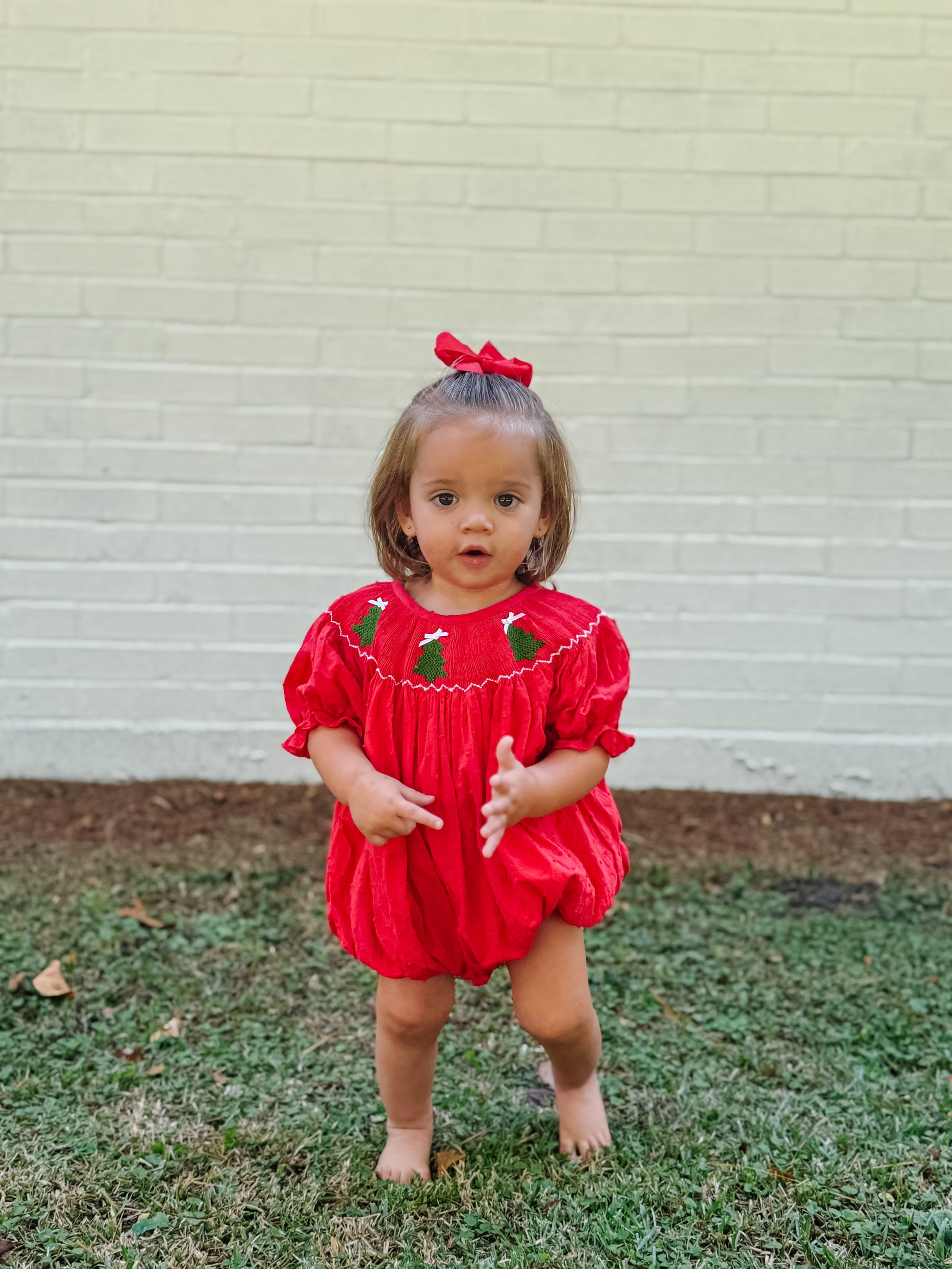 Smocked Christmas Tree Bubble – Emmy Kate's