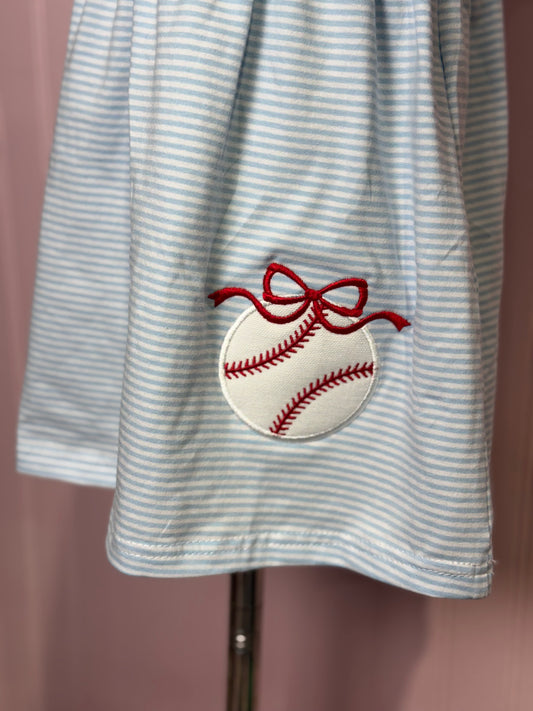 Baseball Sister Seersucker Dress | Customizable